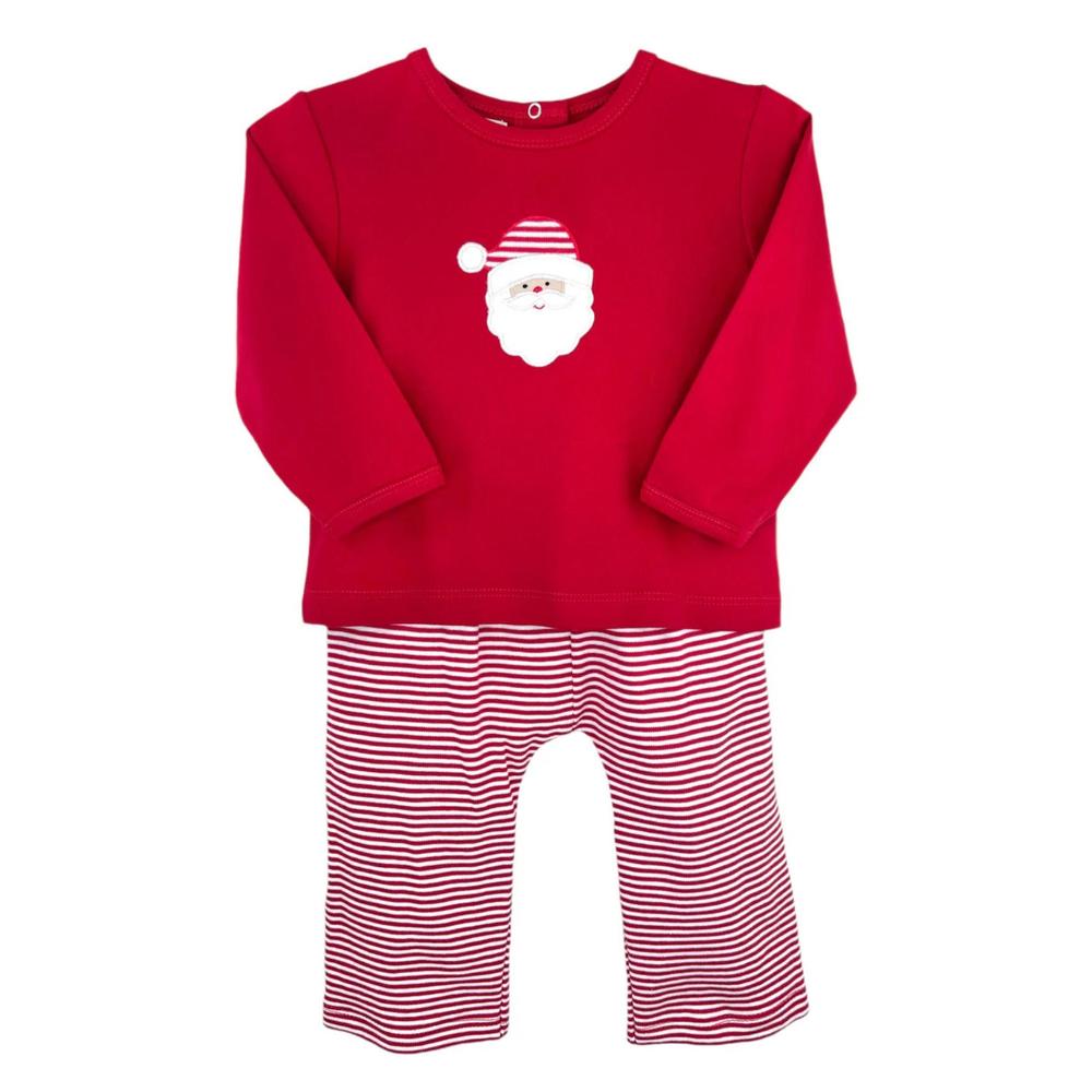 NEW PETIT AMI ZUBELS boy's santa top and pant set in red